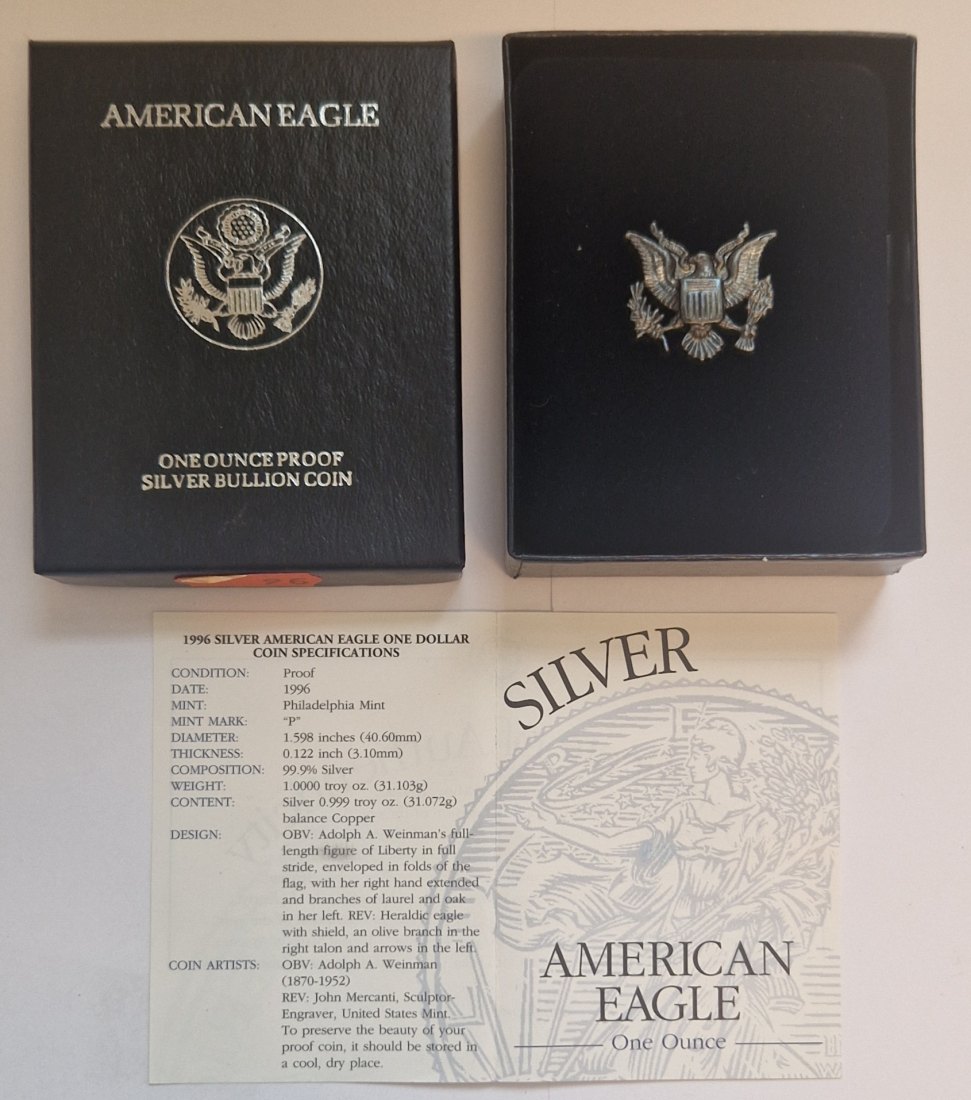  United State 1 oz Silber American Eagle 1996 Münzenankauf Koblenz Frank Maurer AD183   