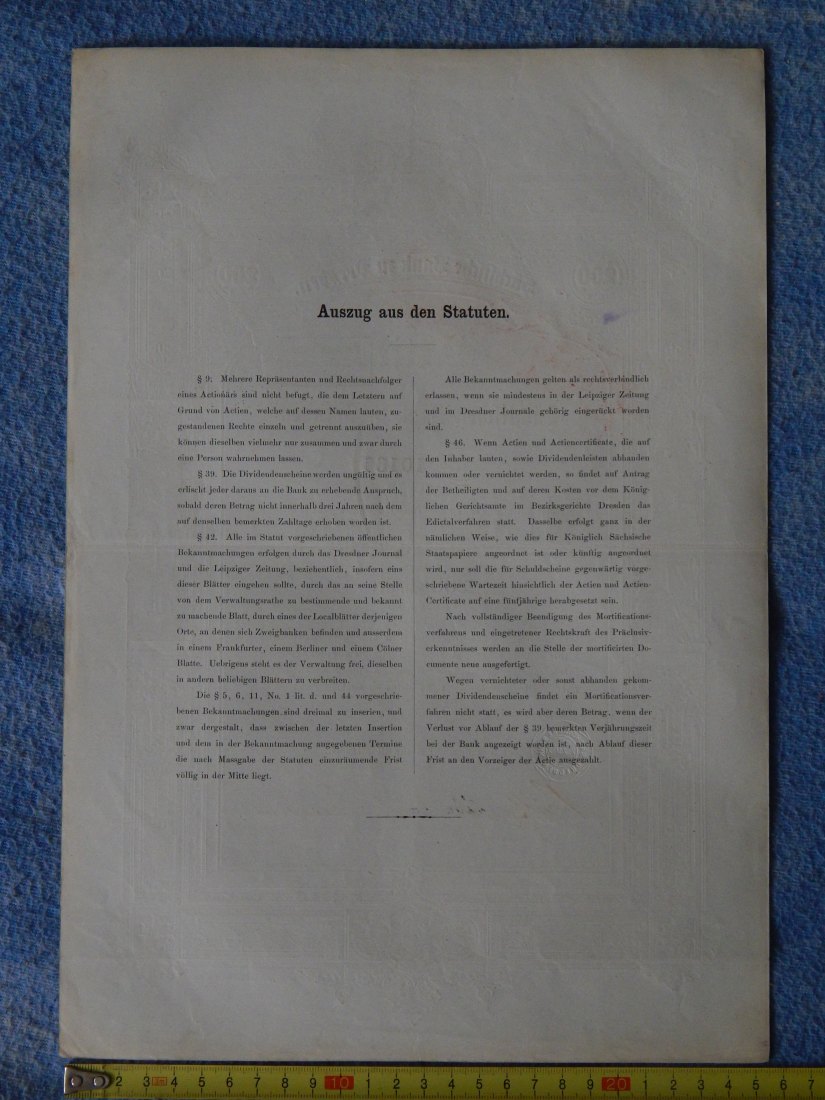  Dresden, 1.Januar 1870 : Aktie der Sächsischen Bank zu Dresden über 200 Thaler   