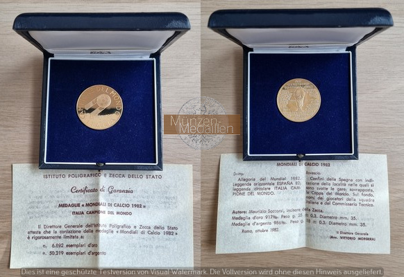  Italien,  Medaille 1982 auf die FIFA WM  MM-Frankfurt Feingold: 22,88g   