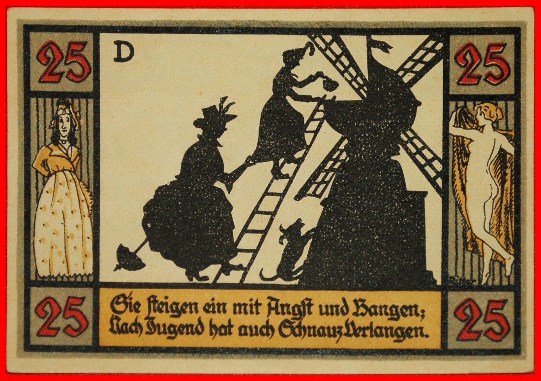  *THÜRINGEN:DEUTSCHLAND APOLDA★25 PFENNIG 1921 NACKTE FRAU RITTER★LEIPZIG uKFR KNACKIG★OHNE VORBEHALT   