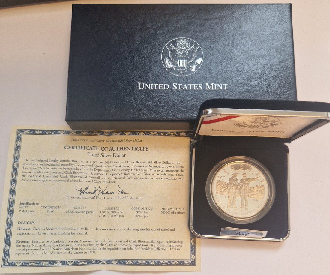  United State Mint Lewis& Clark 2004 Silber Proof Münzenankauf Koblenz Frank Maurer AD186   