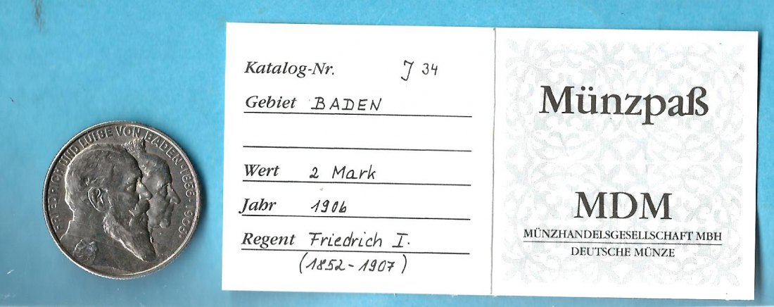  Kaiserreich 2 Mark Baden 1906 Golden Gate Goldankauf Koblenz Frank Maurer AD363   