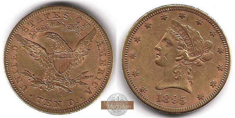 USA 10 Dollar MM-Frankfurt Feingold: 15,05g Liberty Head 1895 