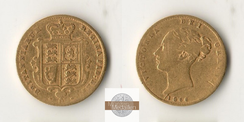 Grossbritannien  1/2 Sovereign MM-Frankfurt Feingold: 3,66g Victoria 1837-1901 1866 