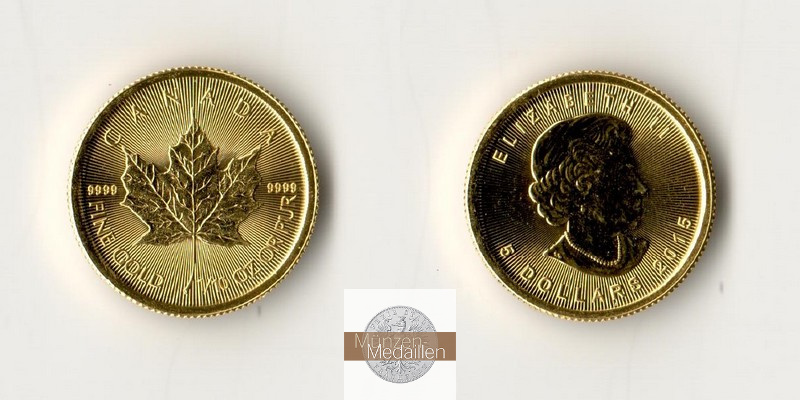 Kanada  5 Dollar  2015 MM-Frankfurt Feingold: 3,11g Maple Leaf  