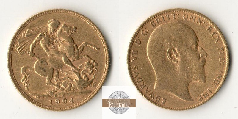 Grossbritannien  Sovereign MM-Frankfurt Feingold: 7,32g Edward VII. (1902 - 1910) 1904 