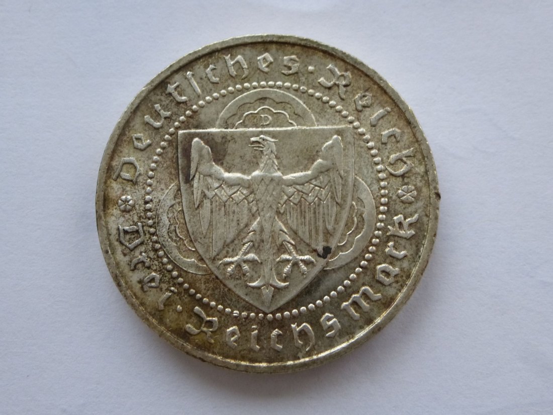 3 Reichsmark Walter v.d.Vogelweide 1930-D,in sehr schön   