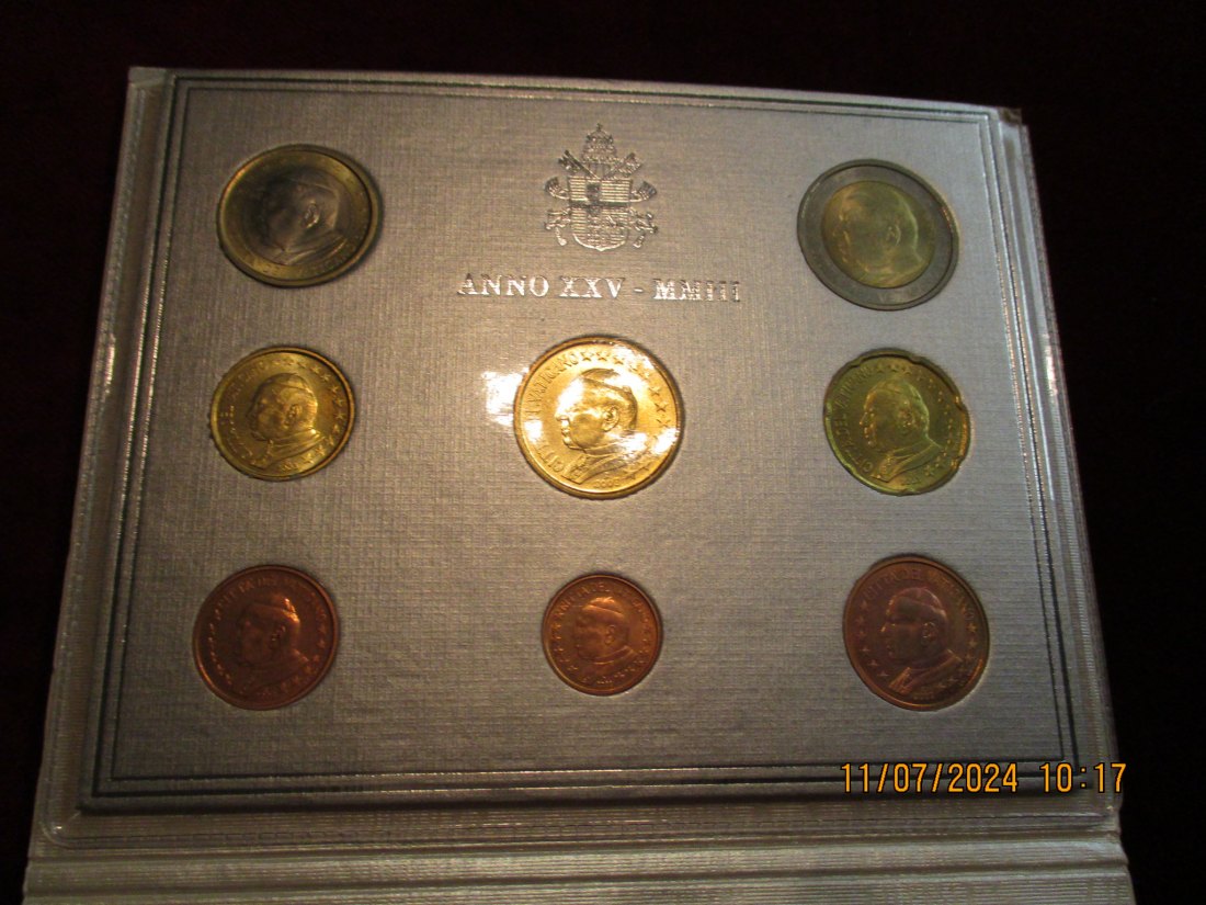  Kurzmünzensatz Vatikan 2003 Papst Johannes Paul II. im Blister   