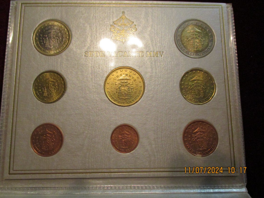  Kurzmünzensatz Vatikan 2005 Sedisvakanz im Blister   