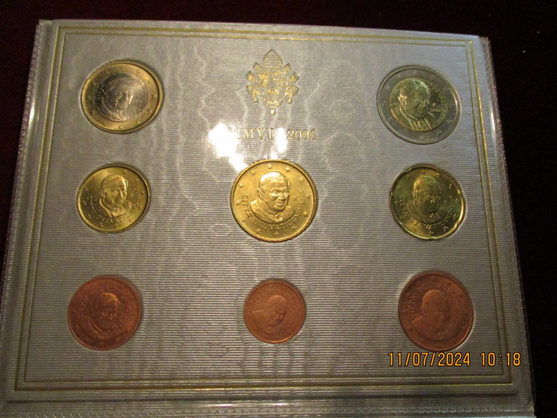  Kurzmünzensatz Vatikan 2006 Papst Benedikt XVI. im Blister   