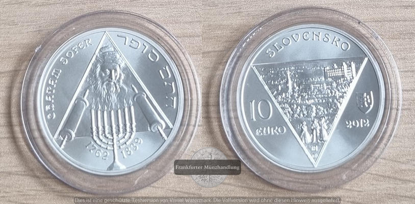  Slowakei  10 Euro, 2012 250. Geburtstag von Moses Schreiber-SoferFM-Frankfurt  Feinsilber: 16,2g   
