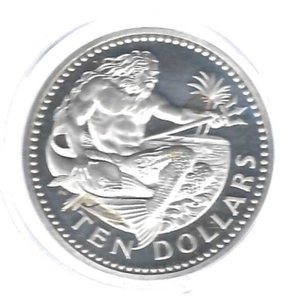  Barbados 10 Dollar 1973 Wassermann motiv Silber Münzenankauf Koblenz Frank Maurer AD419   
