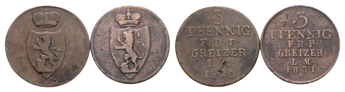  Reuß; 2 Kleinmünzen 1826 /1831   