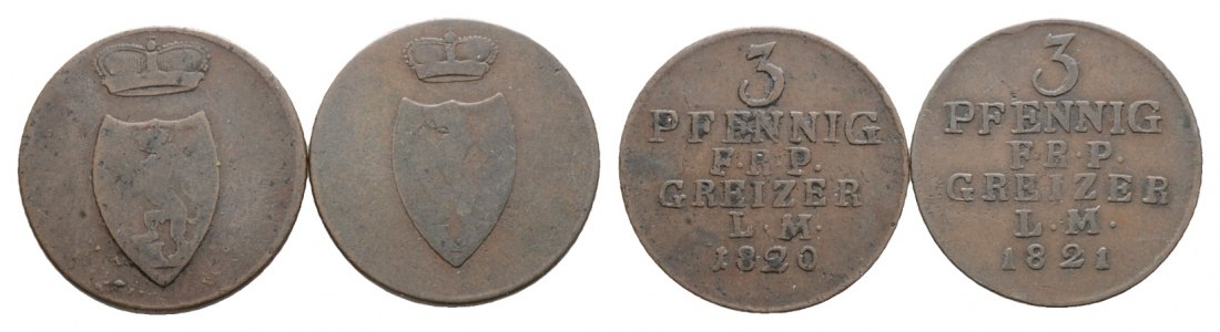  Reuß; 2 Kleinmünzen 1820/1821   