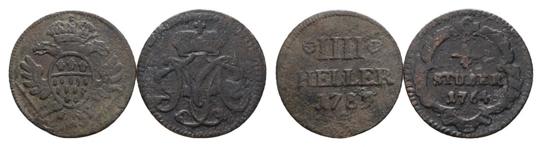  Köln; 2 Kleinmünzen 1785/1764   