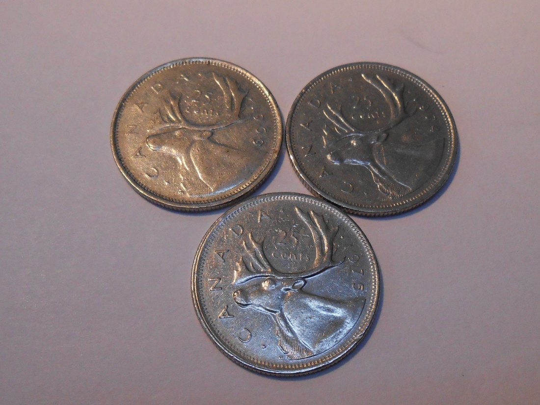  L1 Kanada 3er Lot < 25 Cent 1969 1974 1975   