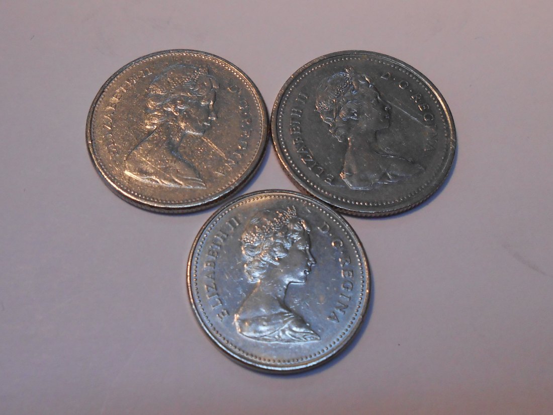  L2 Kanada 3er Lot < 5 Cent 1981 / 25 Cent 1969 + 1979   