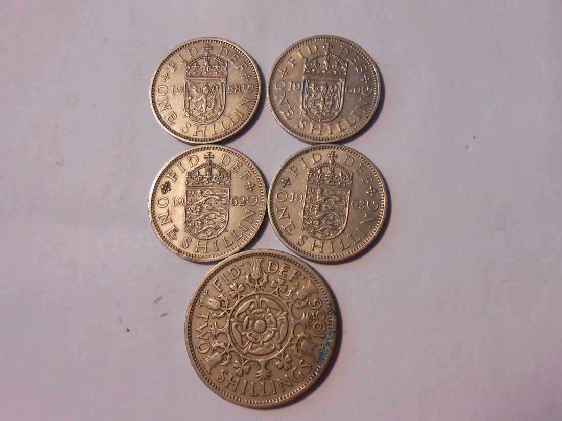  L4 Großbritannien 5er Lot < 1 S 1958 1960 1962 1963 / 2 S 1956   