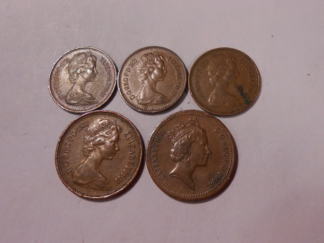 L6 Großbritannien 4er Lot < 1/2 New Penny 1971+71+73 / 1 Penny 1986   