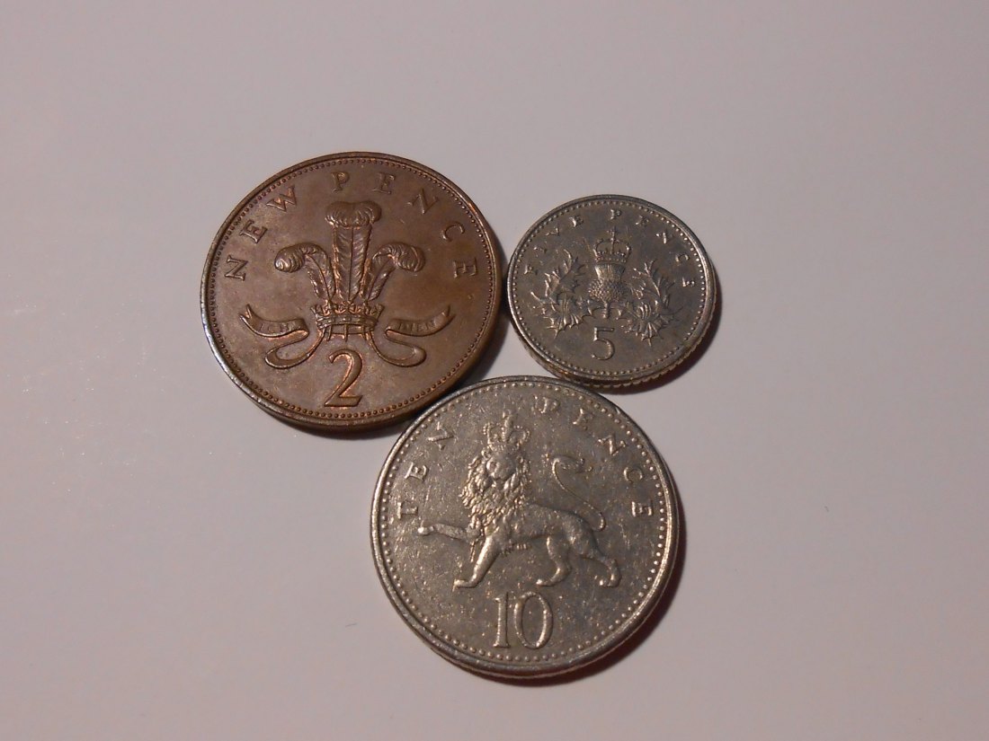  L7 Großbritannien 3er Lot < 2 New Pence 1971 /5 New Pence 1990 /10 New Pence 1992   