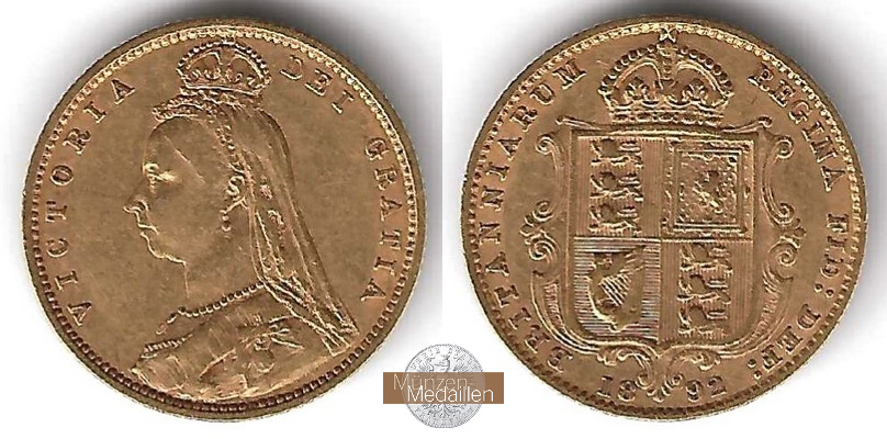 Grossbritannien, Victoria (1838-1901) MM-Frankfurt Feingold: 3,66g 1/2 Sovereign 1892 