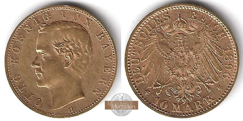 Deutsches Kaiserreich. Bayern, Otto. MM-Frankfurt Feingold: 3,58g 10 Mark 1896 D 