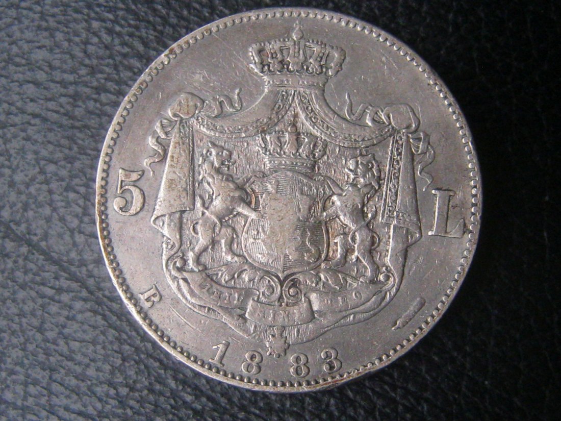  Rumänien 5 Lei 1883; 900er Silber, 25 Gramm   