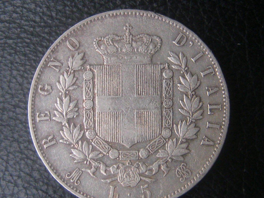  Italien 5 Lire 1874 M BN Vittorio Emanuele II. (1861-1878); 900er Silber, 25 Gramm   