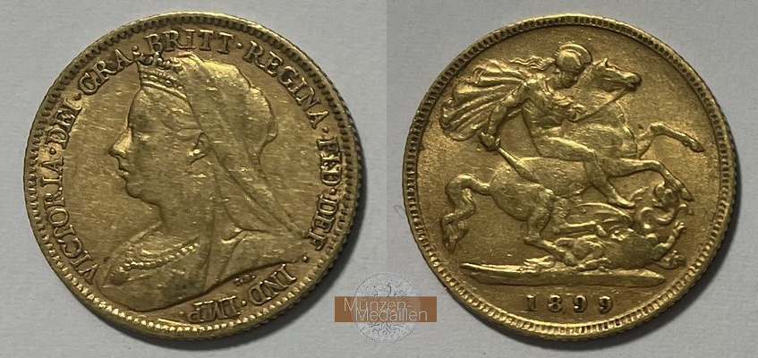 Grossbritannien, Victoria (1838-1901) MM-Frankfurt Feingold: 3,66g 1/2 Sovereign 1899 
