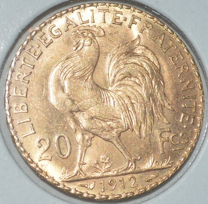  -kirofa - FRANKREICH 20 GOLD FRANCS- MARIANNE 1912 - GOLD 5.81 gr - VZ+++   
