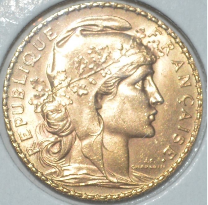 -kirofa - FRANKREICH 20 GOLD FRANCS- MARIANNE 1912 - GOLD 5.81 gr - VZ+++   