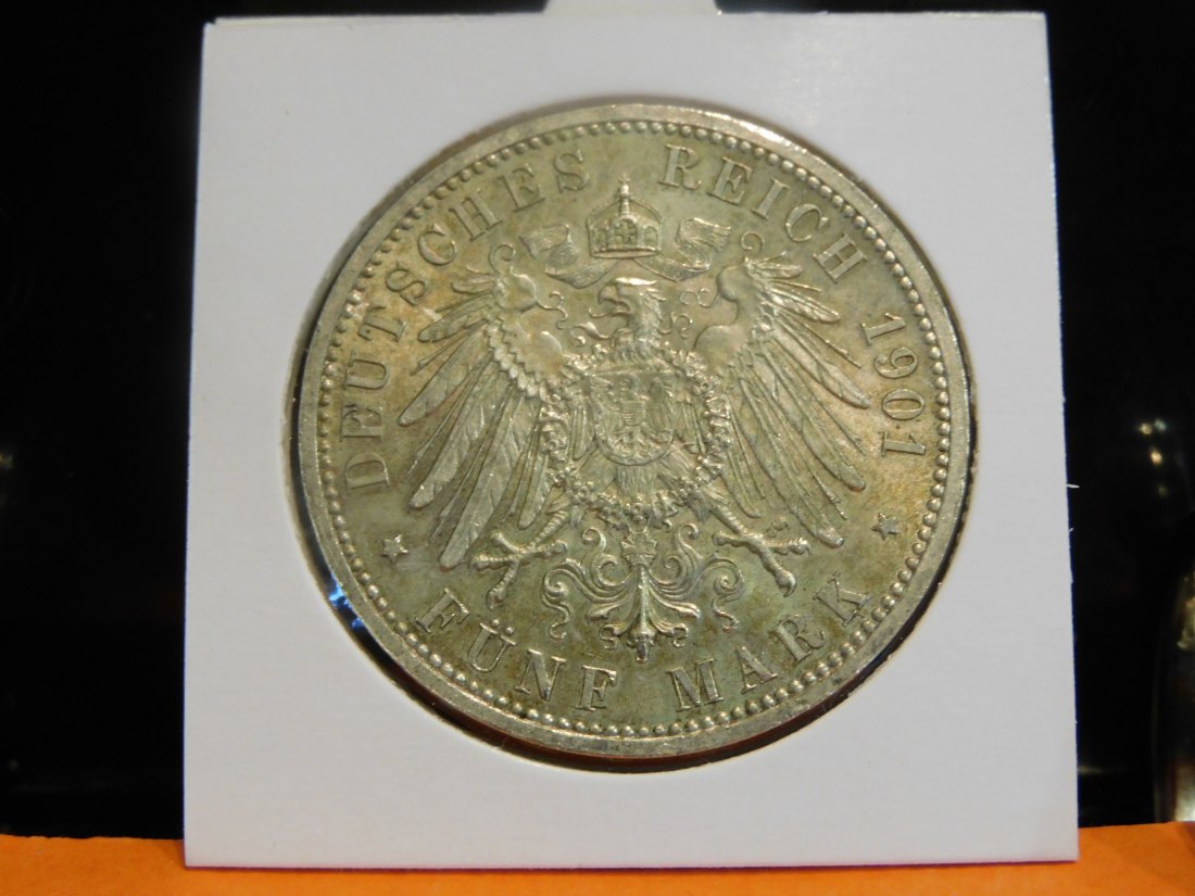  GERMANY 5 MARK 1901 PRUSSIA.GRADE-PLEASE SEE PHOTOS.   