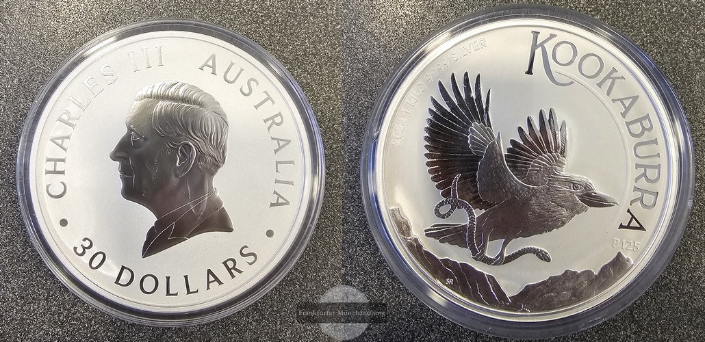  Australien  30 Dollar 2024 Kookaburra  FM-Frankfurt  Feinsilber: 1.000g   