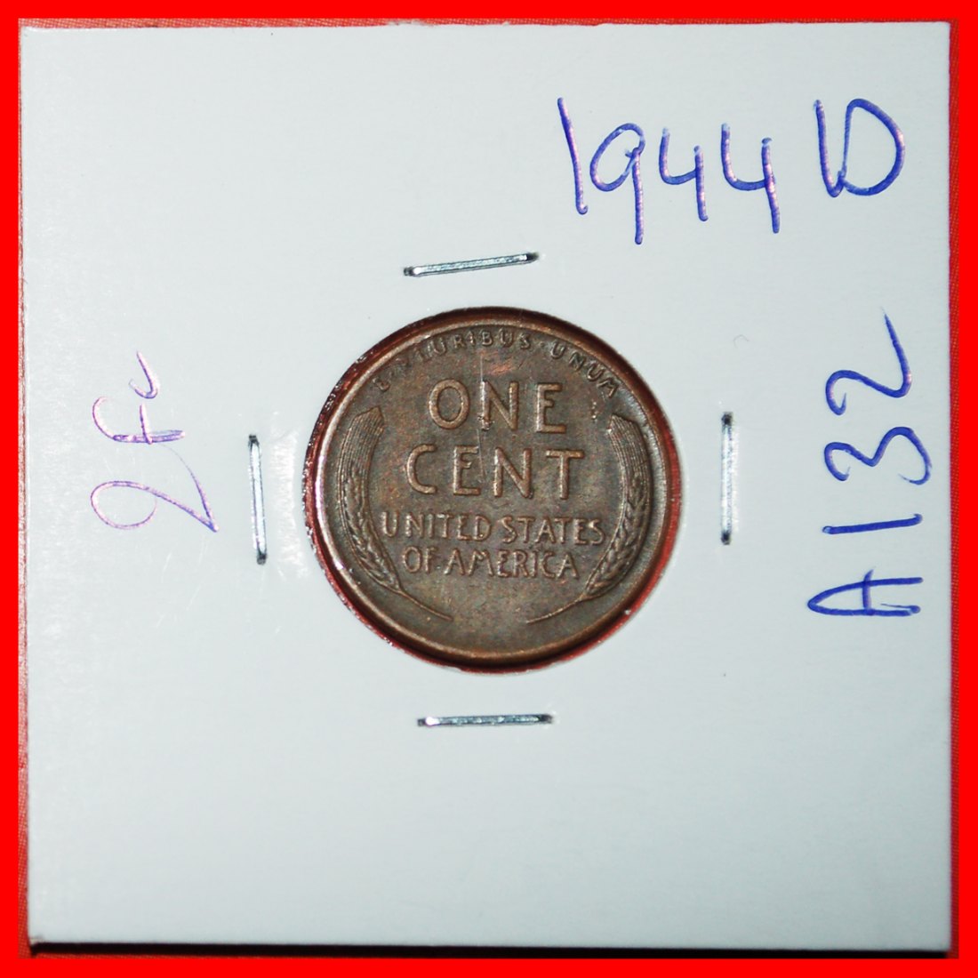  * WHEAT PENNY (1909-1958): USA ★1 CENT 1944D! LINCOLN (1809-1865) IN HOLDER!★LOW START ★ NO RESERVE!   