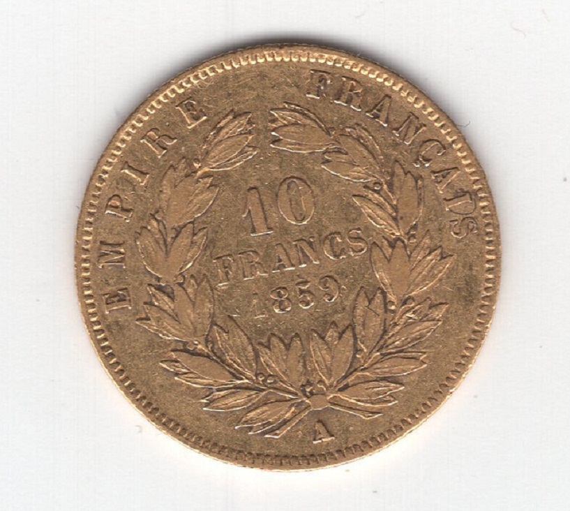  10 Francs 1859 A Paris Frankreich GOLD Kaiser Napoleon III. KM#784.3   