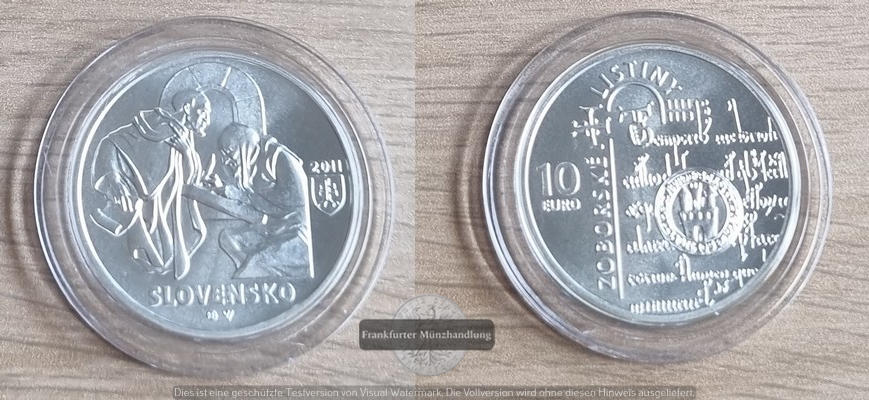  Slowakei 10 Euro 900. Jahrestag - Gründung von Kloster Zobor FM-Frankfurt Feinsilber: 16,2g   