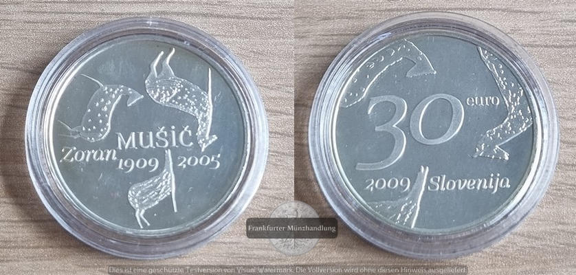  Slowakei  30 Euro, 2009 100. Jahrestag - Geburt von Zoran Mušič FM-Frankfurt  Feinsilber: 13,875g   