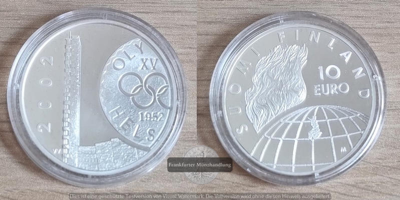  Finnland 10€ 2002 50. Jahrestag - Olympische Spiele in Helsinki FM-Frankfurt Feinsilber: 25,35g PP   