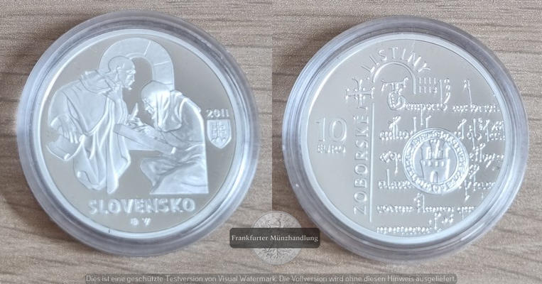  Slowakei 10 Euro 900. Jahrestag - Gründung von Kloster Zobor FM-Frankfurt Feinsilber: 16,2g   
