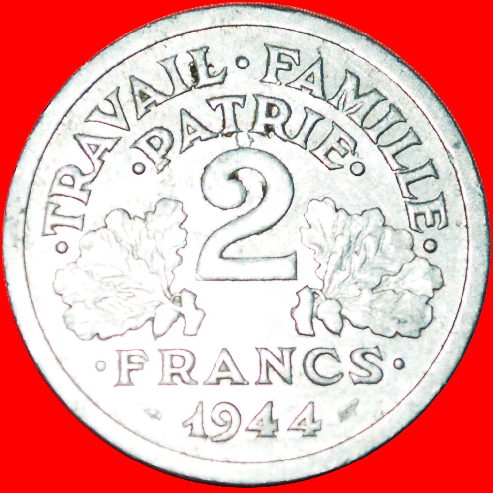  * AXE & GRAIN SPRIGS (1943-1944): FRANCE ★ 2 FRANCS 1944! VICHY WAR PERIOD! LOW START ★ NO RESERVE!   