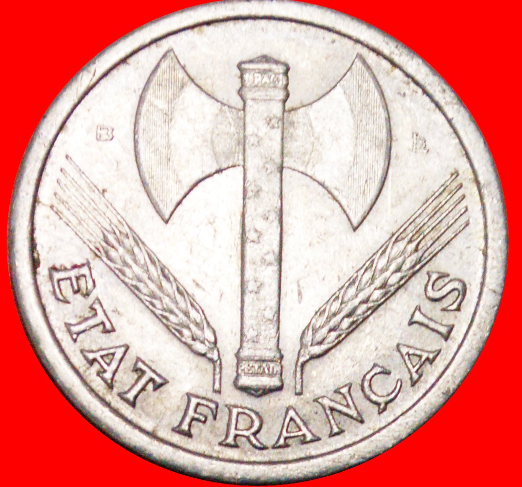  * AXE & GRAIN SPRIGS (1943-1944): FRANCE ★ 2 FRANCS 1944B! VICHY WAR PERIOD! LOW START ★ NO RESERVE!   