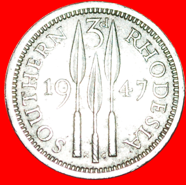  * 3 SPEARS: SOUTHERN RHODESIA ★ 3 PENCE 1947! GEORGE VI (1937-1952)  LOW START ★ NO RESERVE!   