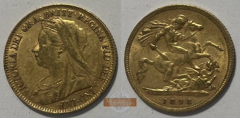Grossbritannien, Victoria (1838-1901) MM-Frankfurt Feingold: 3,66g 1/2 Sovereign 1898 
