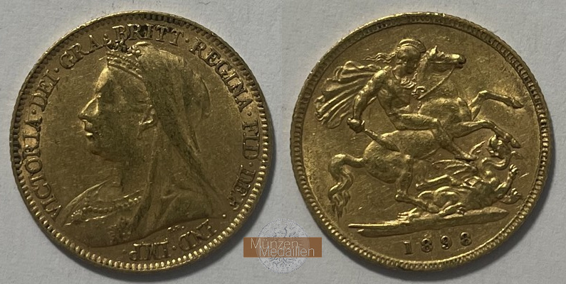 Grossbritannien, Victoria (1838-1901) MM-Frankfurt Feingold: 3,66g 1/2 Sovereign 1898 