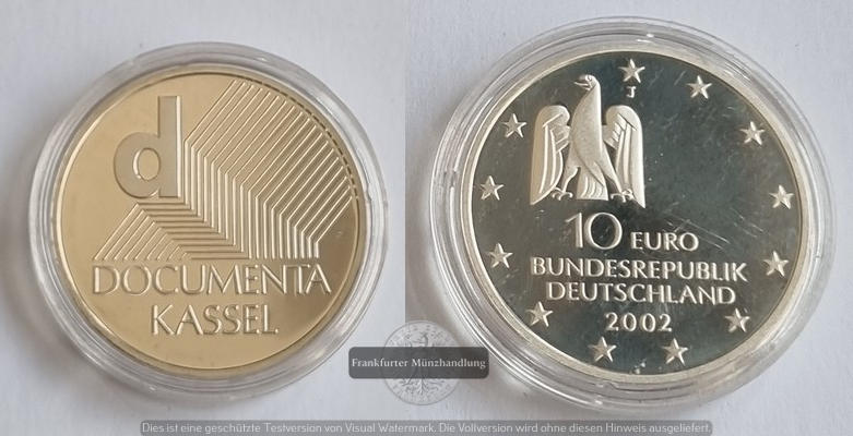  Deutschland 10 Euro, 2002 Documenta Kassel FM-Frankfurt   Feinsilber: 16,65g   