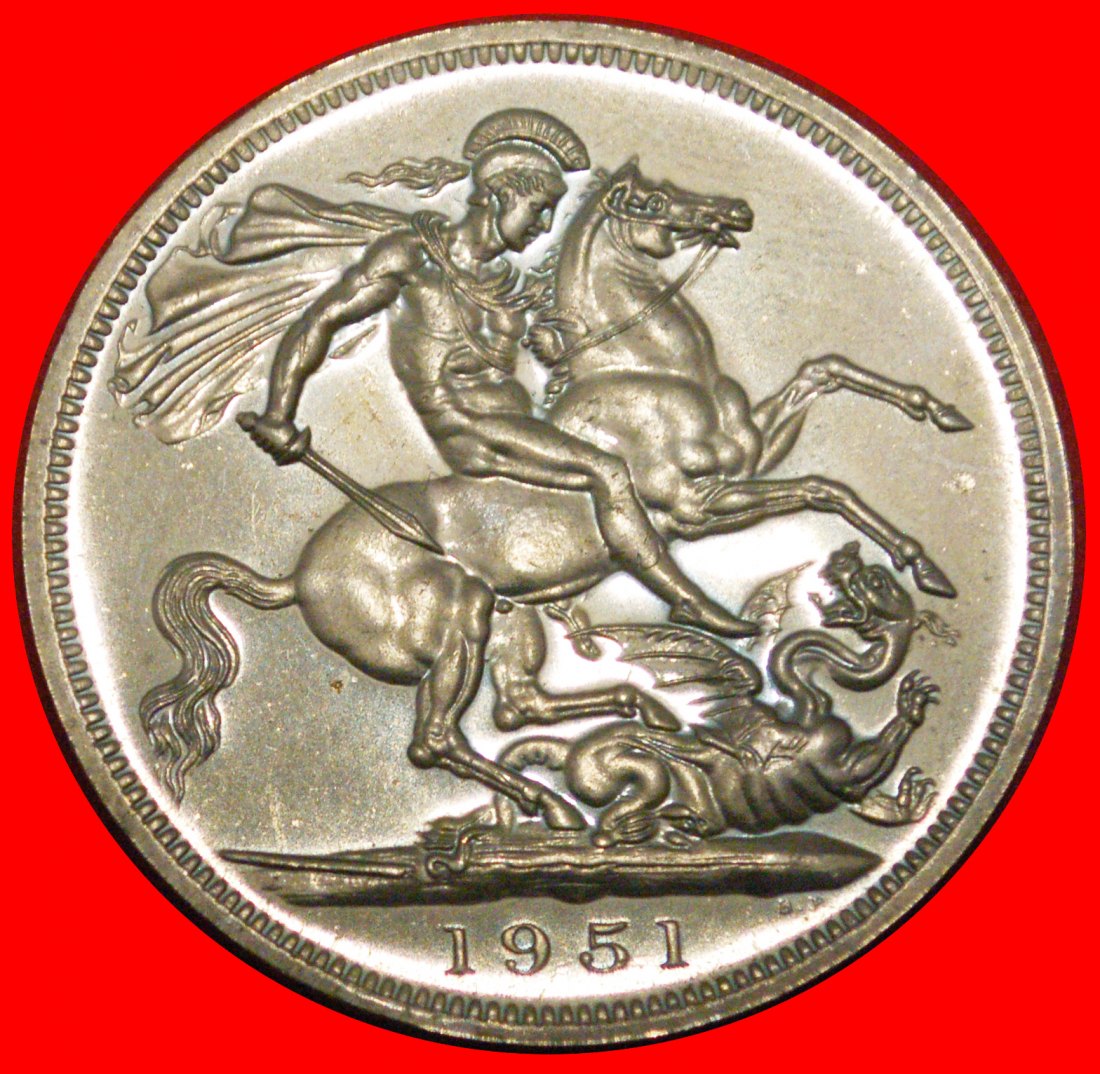  *GEORGE VI (1937-1952):GREAT BRITAIN★CROWN 5 SHILLINGS 1851-1951 PROOF! DRAGON★LOW START★NO RESERVE!   