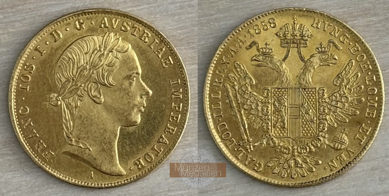 Österreich   1 Dukat  1858 MM-Frankfurt Feingold: 3,44g Franz Joseph I.  