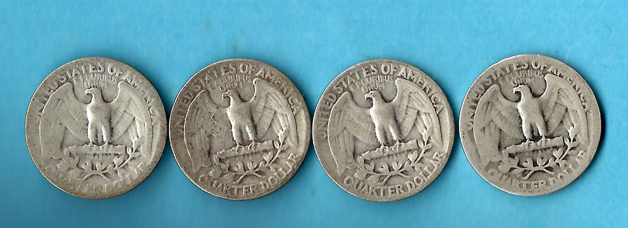  USA 4x 1 Silber Quarter 1936,41,42,43 Silber Golden Gate Münzenankauf Koblenz Frank Maurer AD612   