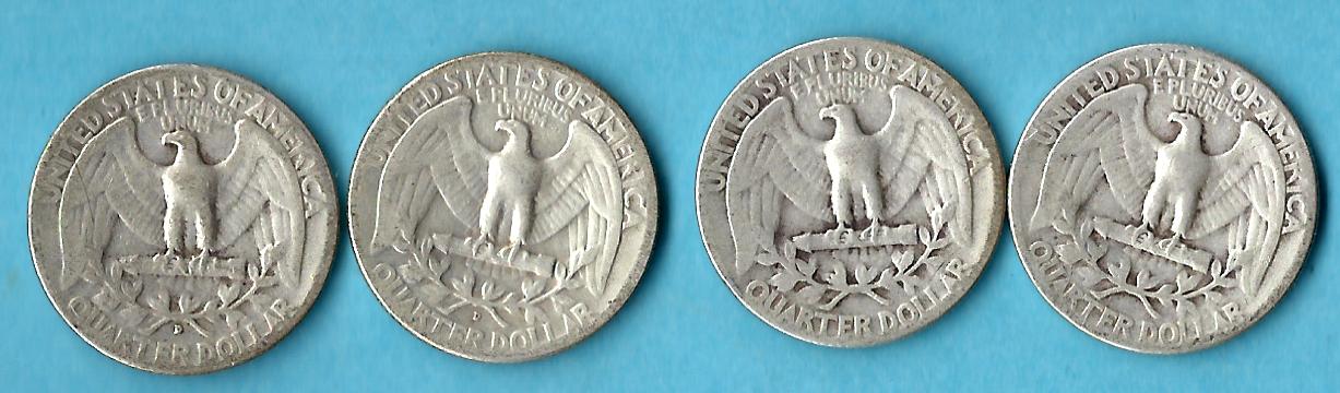  USA 4x 1 Silber Quarter 1944,45,50,51 Silber Golden Gate Münzenankauf Koblenz Frank Maurer AD613   