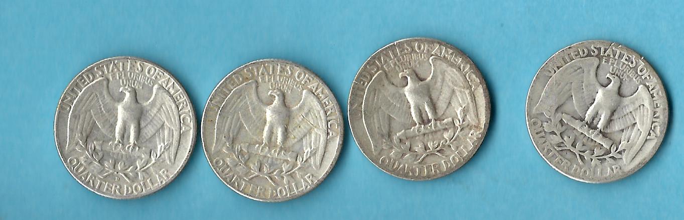  USA 4x 1 Silber Quarter 1948,52,56,57 Silber Golden Gate Münzenankauf Koblenz Frank Maurer AD614   
